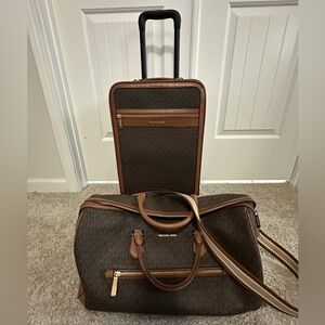 Michael Kors 2 Piece Set Brown and Tan Travel Bags, Carry-on & Duffle Bag